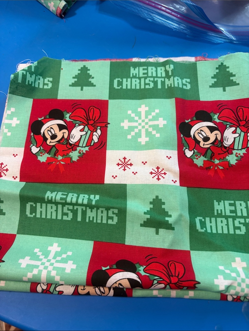 Holiday Mickey Mouse Plush Throw in Green and Red
